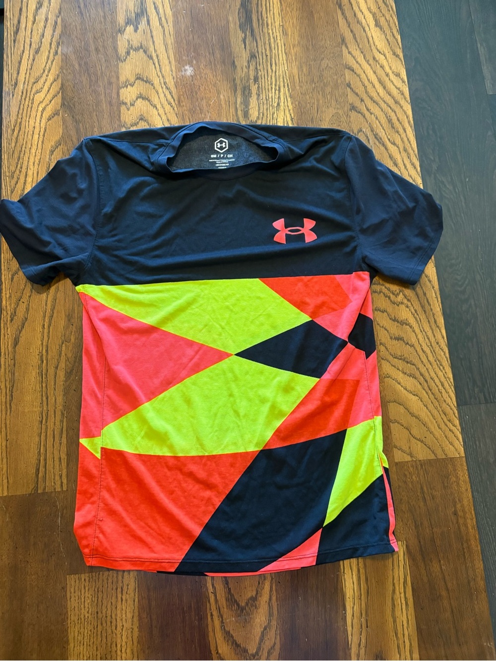 Under Armour Black Tee with Navy Trim and Red Accent